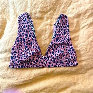Billabong cheetah print reversible bikini top size large excellent condition
